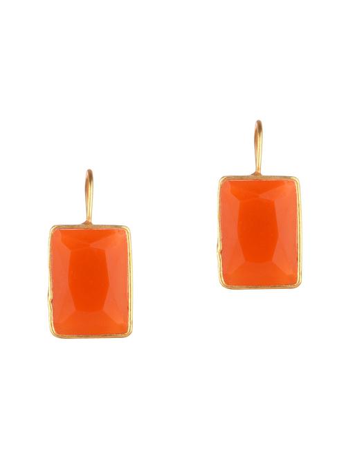 orange stone crystal square hook dangle drop earrings - 17981729 - Very Small Image - 1