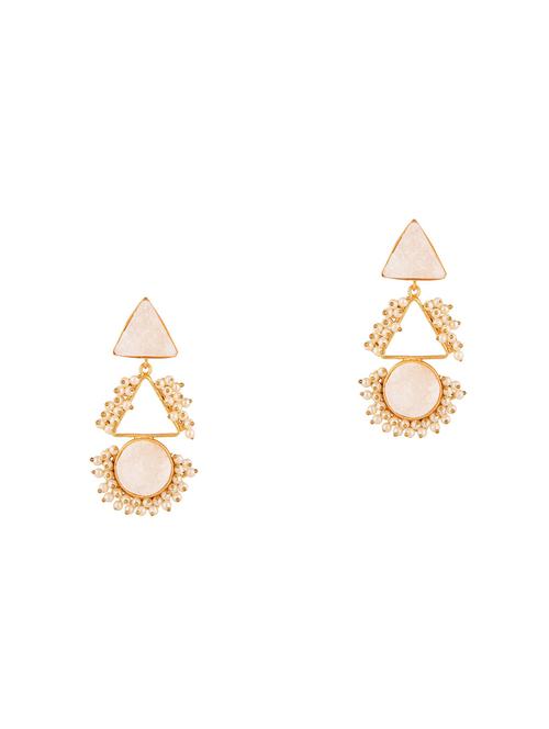 white stone crystal dangle geometrical drop earrings - 17981784 - Very Small Image - 1