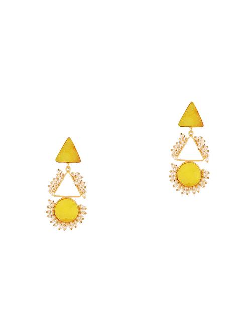 yellow stone crystal dangle geometrical drop earrings - 17981785 - Very Small Image - 1