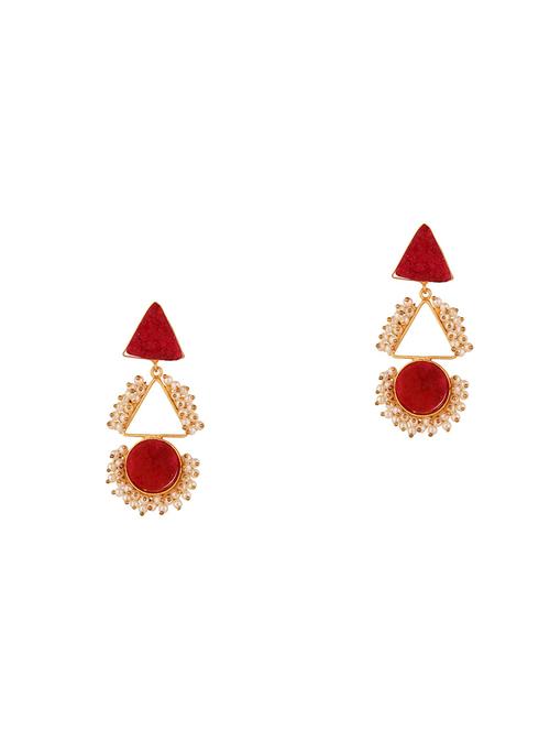 red stone crystal dangle geometrical drop earrings - 17981786 - Very Small Image - 1