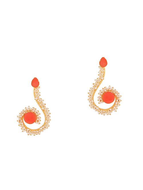 orange stone crystal big dangle earrings - 17981796 - Very Small Image - 1