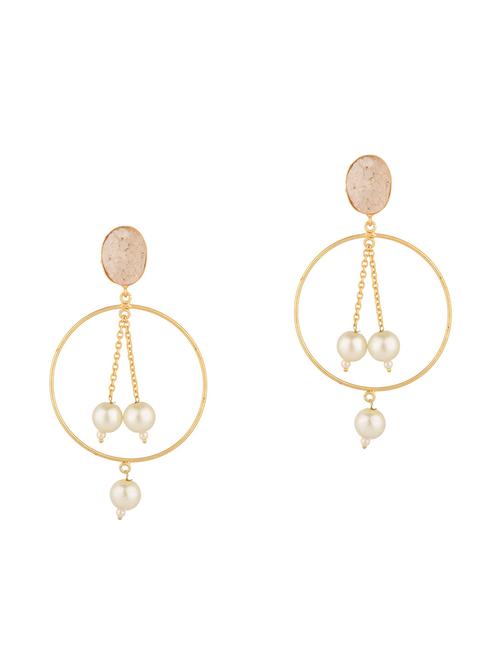 white stone crystal round hoop dangle earrings - 17981810 - Very Small Image - 1