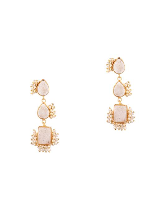 white stone crystal tear drop dangle big earrings - 17981879 - Very Small Image - 1