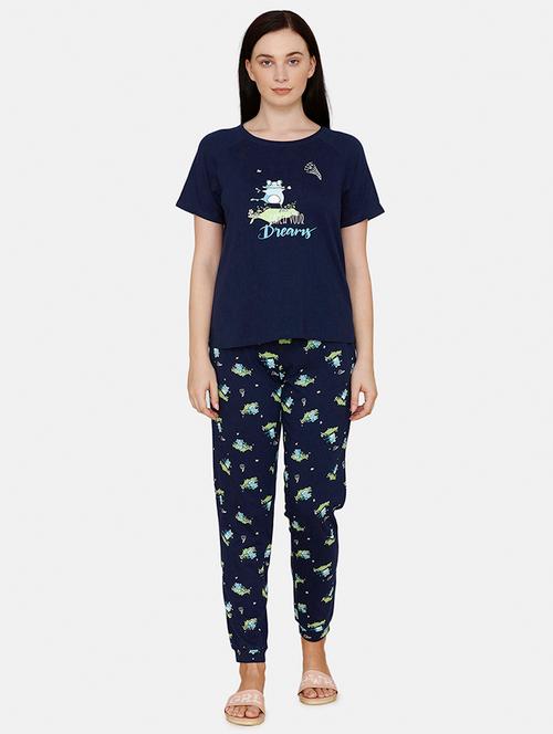 round neck printed pajama set - 17982348 - Very Small Image - 1