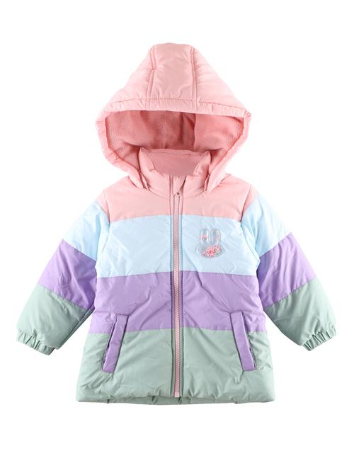 hooded neck color block jacket - 17982393 - Very Small Image - 1