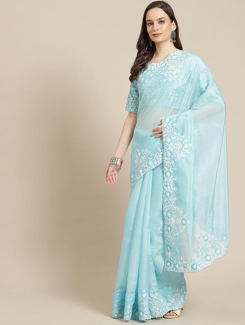 tonal embroidered saree with blouse - 17982460 - Very Small Image - 1
