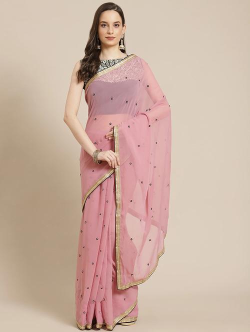 lace bordered embellished saree with blouse - 17982465 - Very Small Image - 1