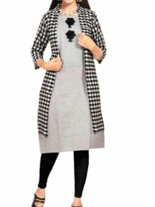 grey cotton kurti - 17982511 - Very Small Image - 1