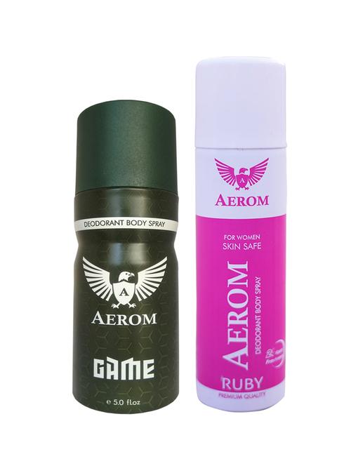 aerom game and ruby deodorant body spray for men and women, 300 ml (pack of 2) - 17982580 - Very Small Image - 1