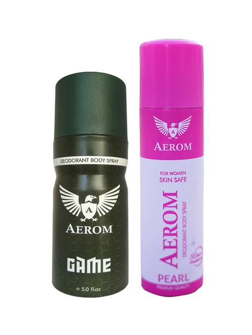 aerom game and pearl deodorant body spray for men and women, 300 ml (pack of 2) - 17982583 - Very Small Image - 1
