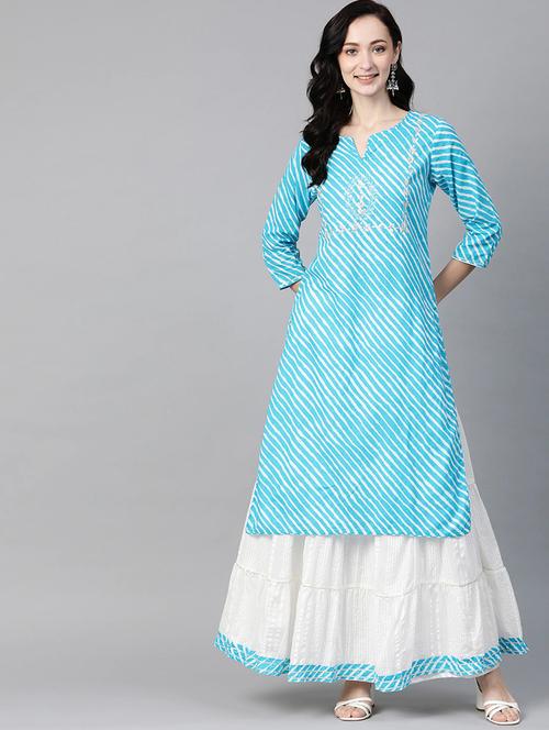 leheriya kurta skirt set - 17982691 - Very Small Image - 1