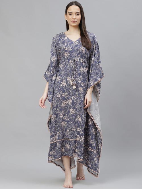 v-neck floral kimono gown - 17982709 - Very Small Image - 1