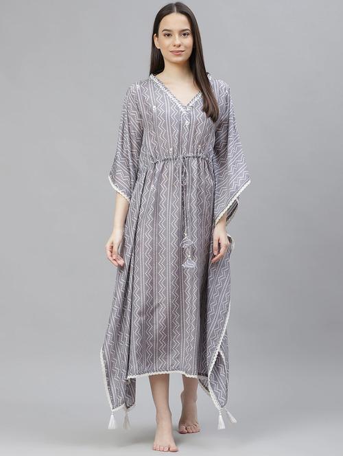 v-neck printed kimono gown - 17982714 - Very Small Image - 1