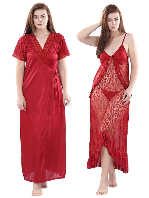 red solid nightwear set - 17983072 - Very Small Image - 1