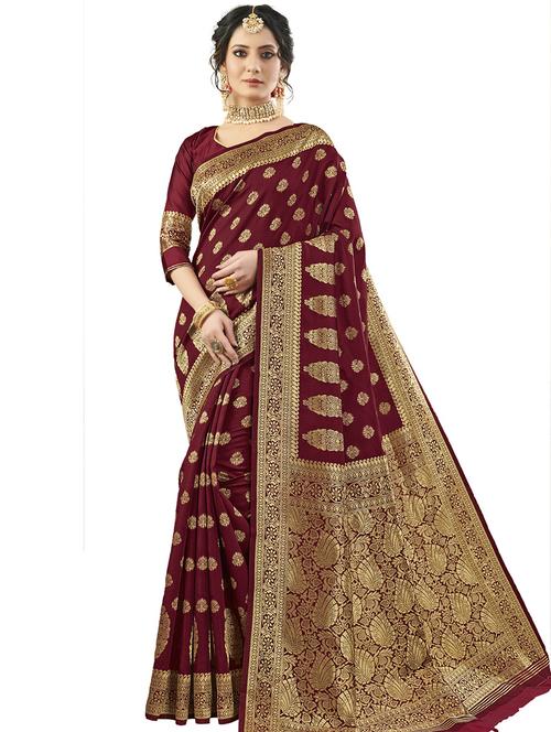 jacquard work woven saree with blouse - 17983716 - Very Small Image - 1