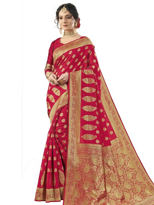 jacquard work woven saree with blouse - 17983717 - Very Small Image - 1