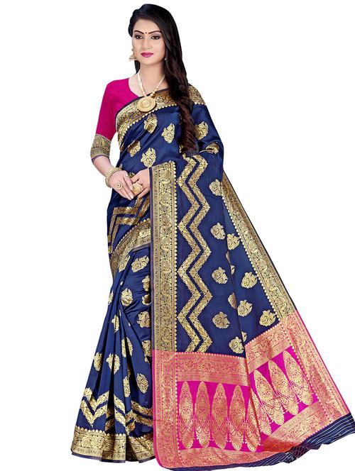 jacquard work woven saree with blouse - 17983725 - Very Small Image - 1