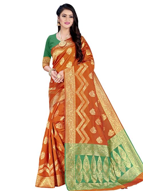 jacquard work woven saree with blouse - 17983727 - Very Small Image - 1