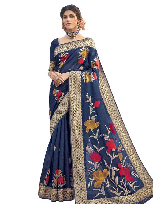 jacquard work woven saree with blouse - 17983756 - Very Small Image - 1