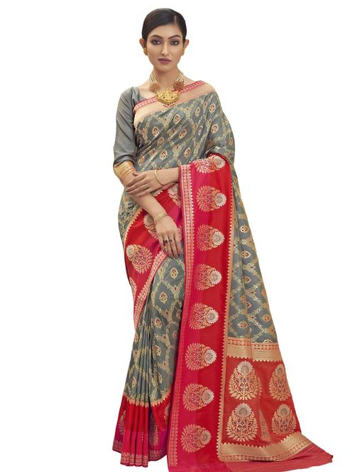 jacquard work woven saree with blouse - 17983762 - Very Small Image - 1