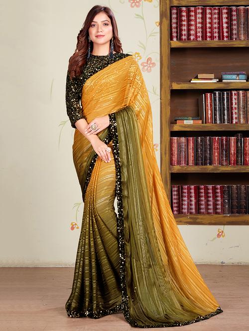 sequined embroidered saree - 17984196 - Very Small Image - 1