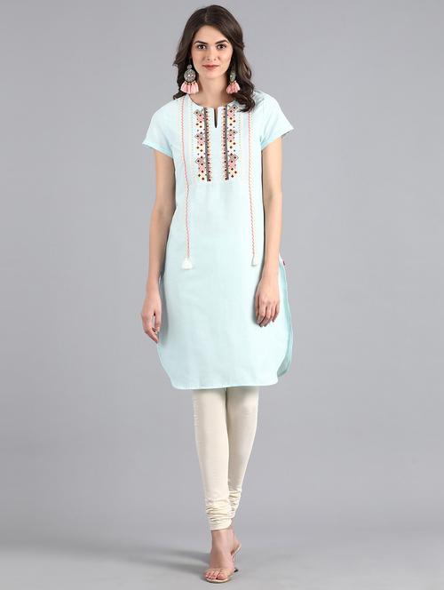 embroidered straight kurta - 17985351 - Very Small Image - 1