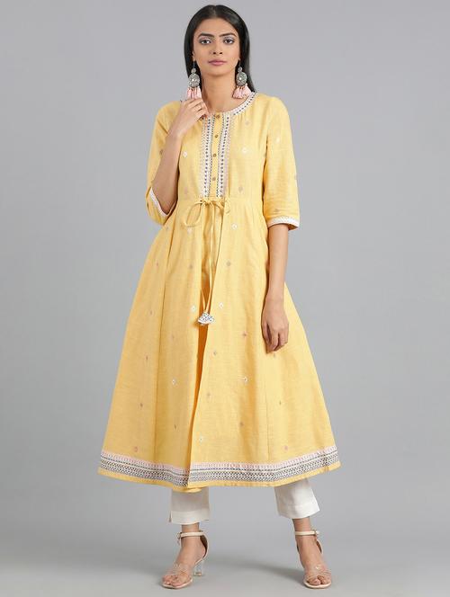 solid flared ethnic dress - 17985451 - Very Small Image - 1