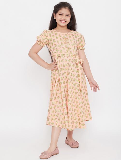 orange printed frock - 17985812 - Very Small Image - 1