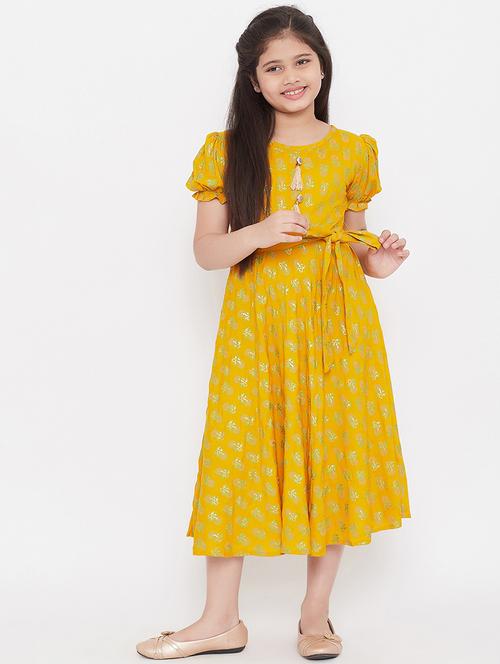 yellow printed frock - 17985814 - Very Small Image - 1