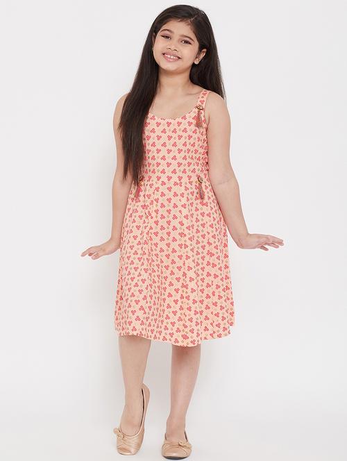 orange printed frock - 17985830 - Very Small Image - 1