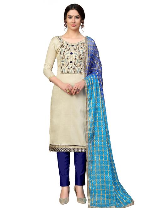 embroidered semi-stitched suit - 17986047 - Very Small Image - 1