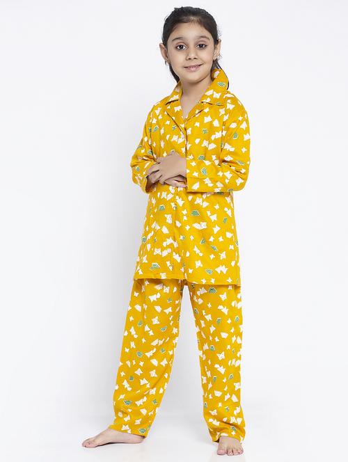 yellow printed nightwear pajama set - 17987174 - Very Small Image - 1