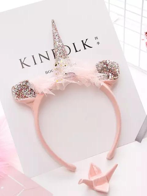 pink unicorn glitter hairband for girls - 17988574 - Very Small Image - 1