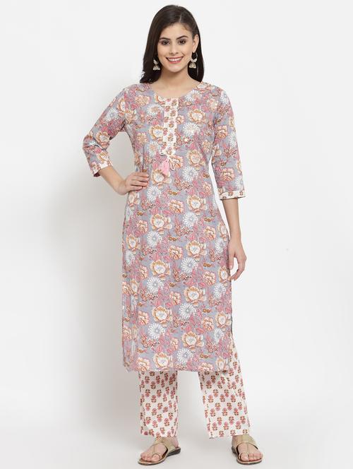 floral kurta pant set - 17989012 - Very Small Image - 1