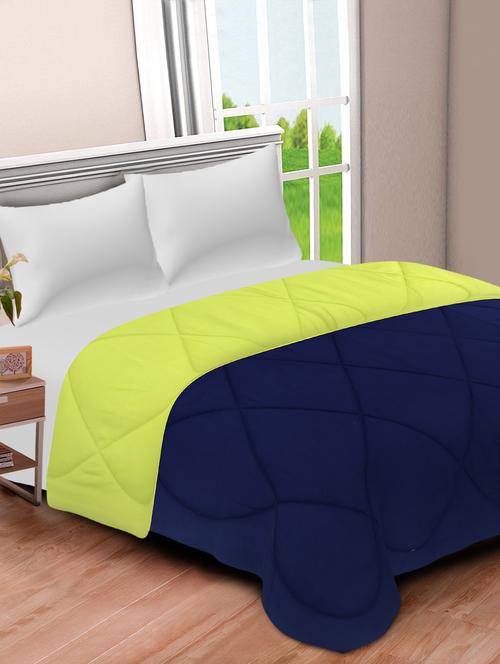navy blue-lemon green double bed comforter - 17989703 - Very Small Image - 1