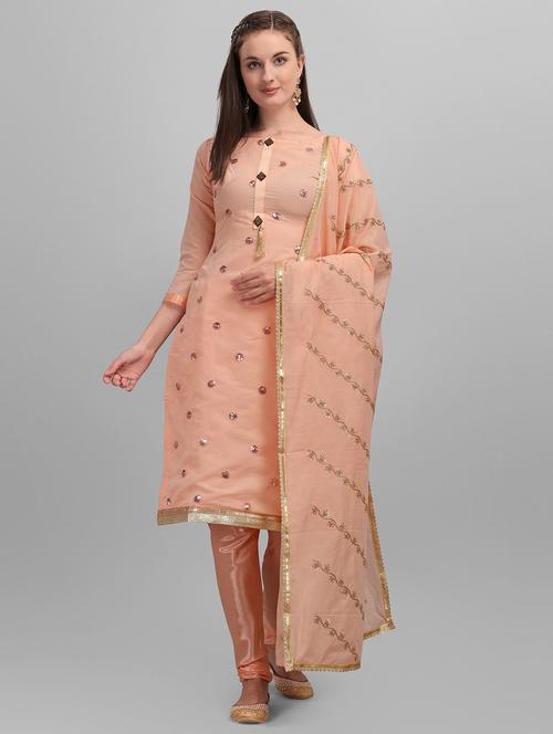 sequined unstitched churidaar suit set - 17991029 - Very Small Image - 1