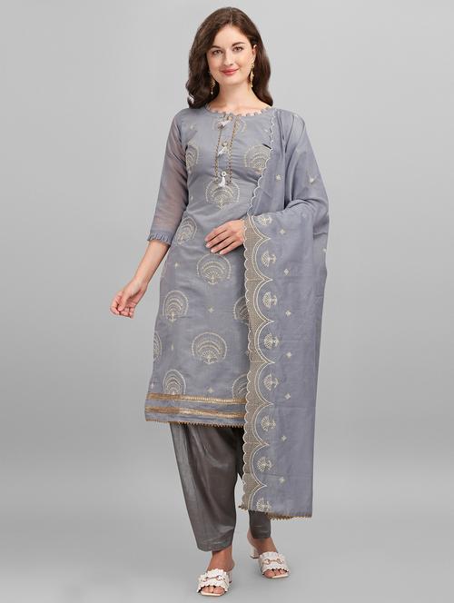 embroidered unstitched suit set - 17991038 - Very Small Image - 1