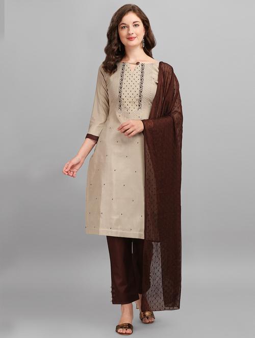 sequined unstitched suit set - 17991068 - Very Small Image - 1