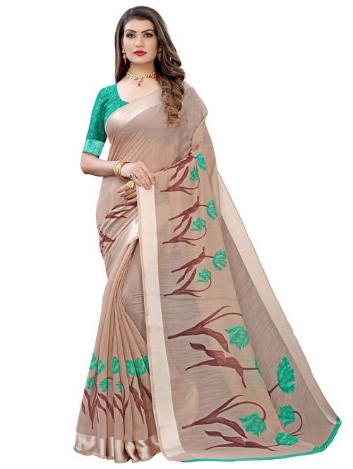 floral printed saree with blouse - 17994063 - Very Small Image - 1