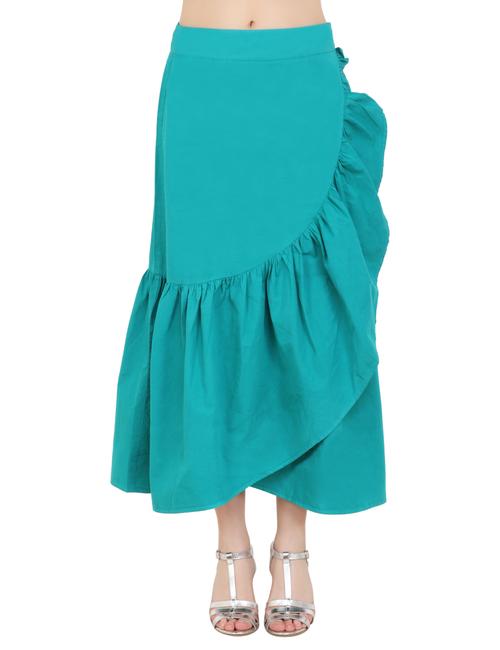 teal colored cotton skirt with a - 17994618 - Very Small Image - 1