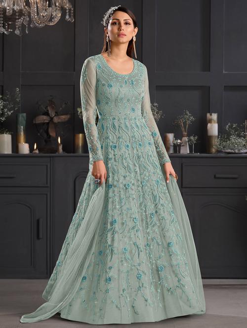 green net semistitched suit - 17995617 - Very Small Image - 1