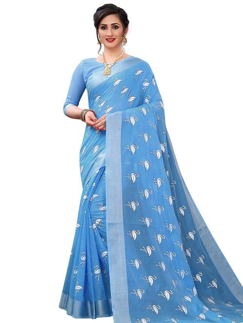 conversational printed saree with blouse - 17996528 - Very Small Image - 1