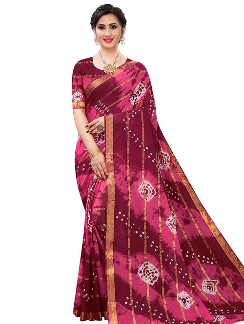 bandhani printed saree with blouse - 17996574 - Very Small Image - 1