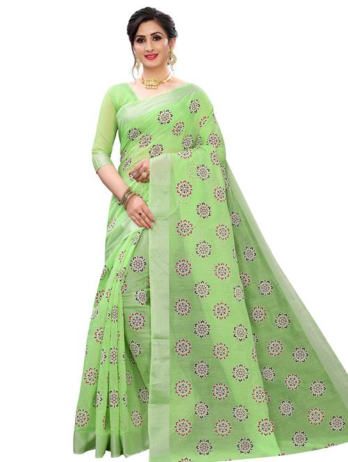 floral printed saree with blouse - 17996597 - Very Small Image - 1