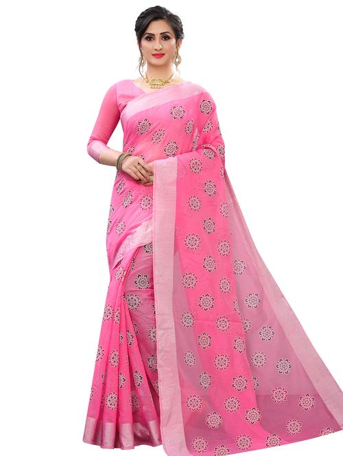 floral printed saree with blouse - 17996598 - Very Small Image - 1