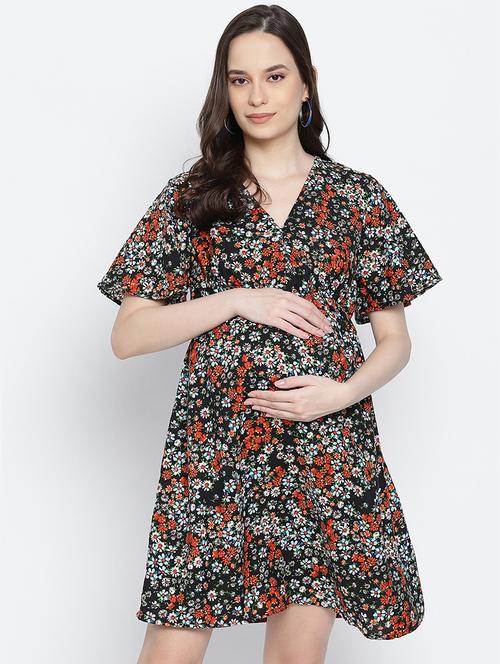 v-neck floral maternity wear dress - 17996872 - Very Small Image - 1