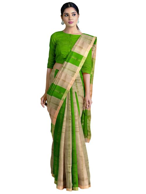 zari work handloom saree with blouse - 17997173 - Very Small Image - 1