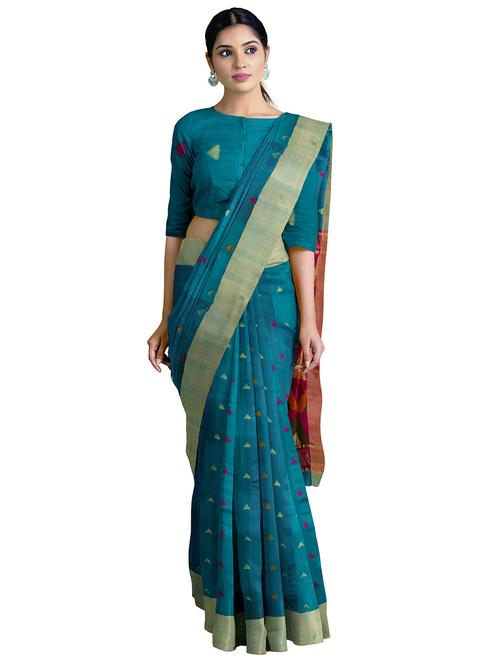 zari work handloom saree with blouse - 17997181 - Very Small Image - 1