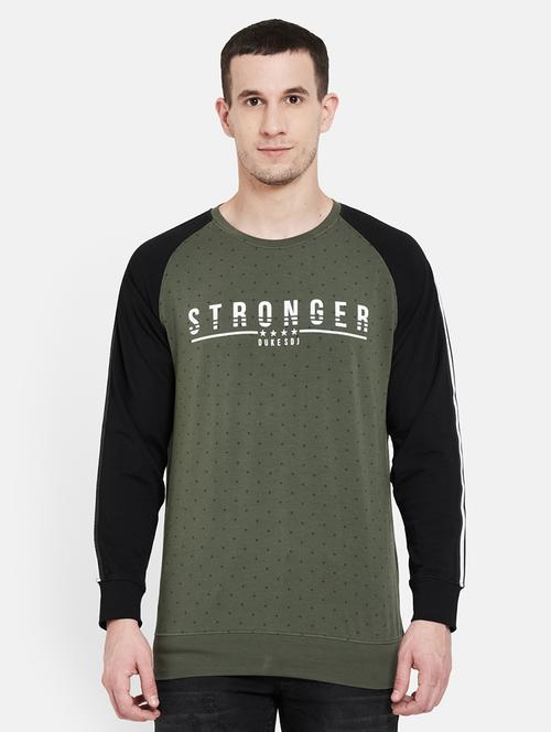 olive green printed raglan sweatshirt - 17997242 - Very Small Image - 1