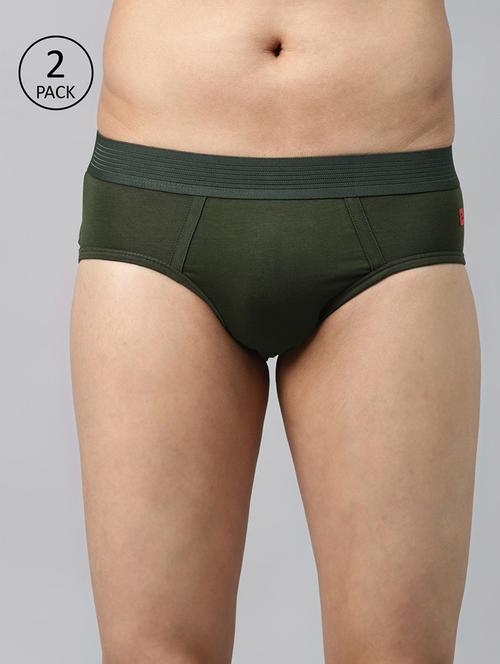 pack of 2 olive solid hipster brief - 17997579 - Very Small Image - 1